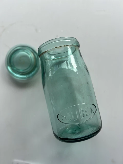 Bocal de conserve antique en verre vert Solidex : capacité de 2 litres, bocaux de conservation français - France