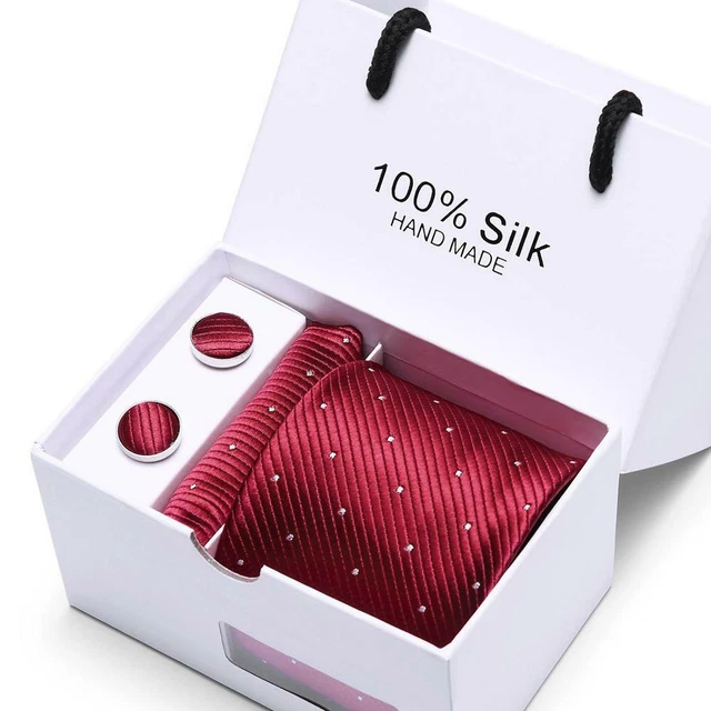 coffret cravate bouton pochette à rayures