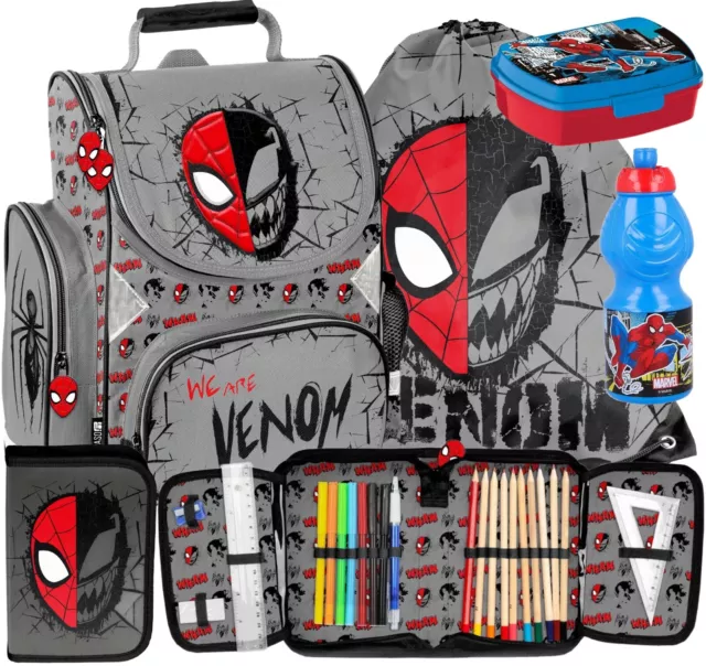 Set 5tlg Spiderman Schulranzen Rucksack Tornister Federtasche Sportbeutel venom