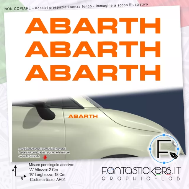 3x Adesivo Abarth Logo Dritto 500 595 695 Biposto - Auto Tuning Sticker AH04-5
