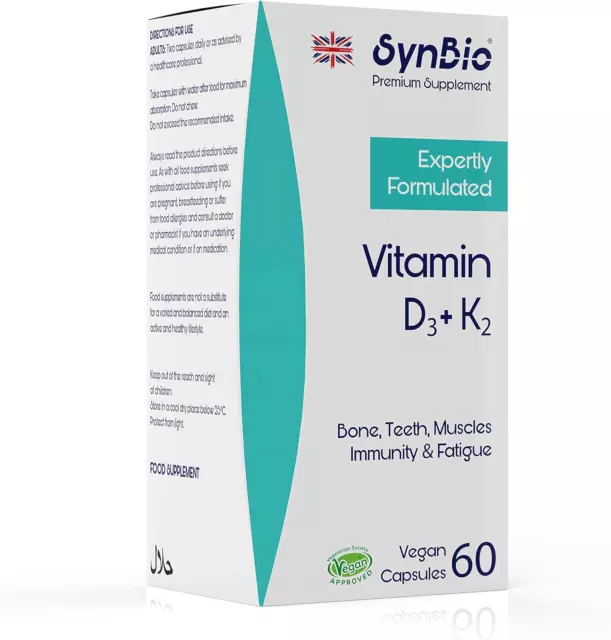 PREMIUM - VITAMIN D3 + Vitamin K2 | 60 Capsules | Support for Healthy ...