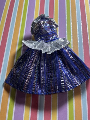 Vintage Barbie Clone Metallic Holiday Dress Fits Barbie Purple Silver