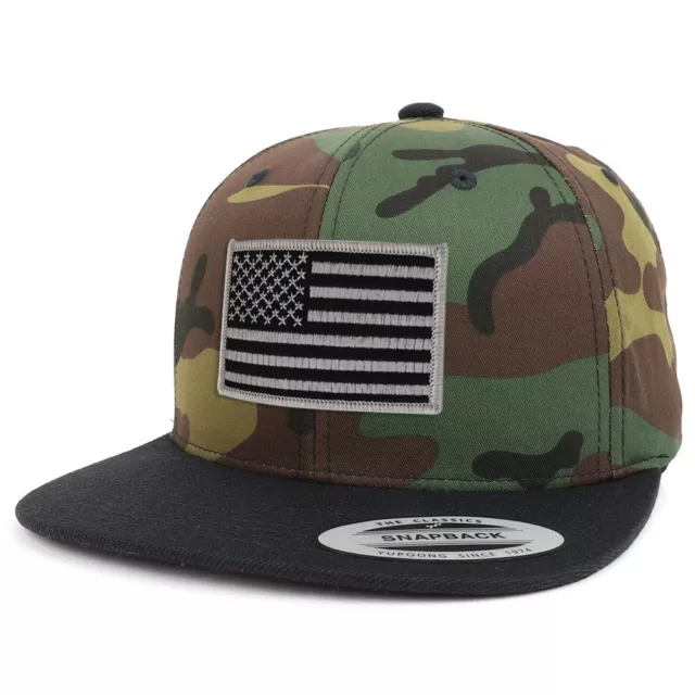 Assorted USA Patch Two Tone Camo Black Flatbill Snapback Baseball Cap -FREE SHIP