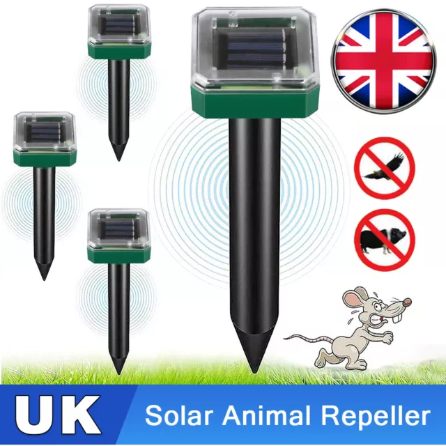 4x Solar Powered Ultrasonic Cat Deterrent Fox Pest Repellent Scarer Repeller UK