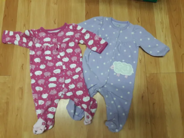Baby girl clothes 3 Months pajamas winter lot sheep, lamb purple, infant
