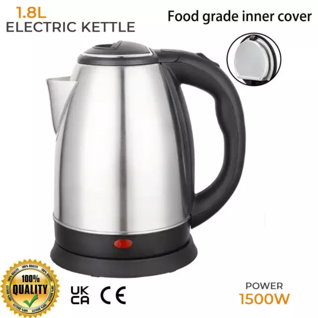 Electric Kettle Stainless Steel Cordless Jug 1.8L Overheat Protection - 1500W