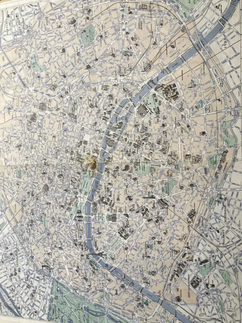 Paris City Map 1973 Blondel La Rougery France Travel Vintage Classic
