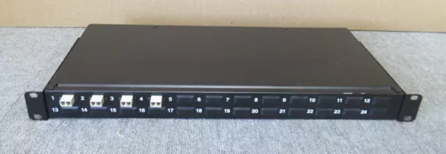 24 Port 19" 1U 4 Loaded LC Duplex Multimode Rackmount Fibre Patch Panel Black