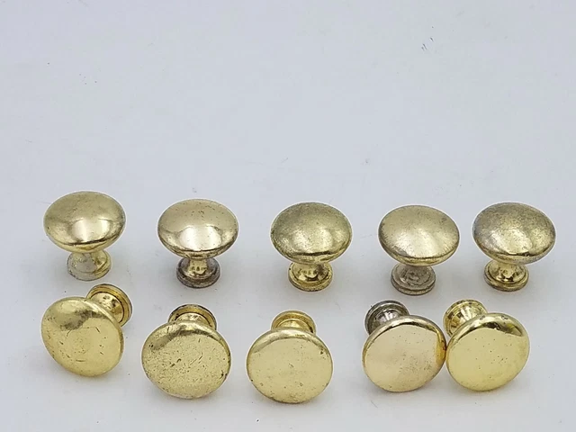 10 PC Vintage Brass Door Knob Cabinet Drawer Furniture Pull Handle Patina Used