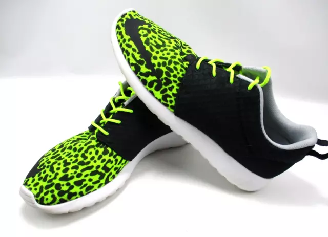 Nike Roshe Run FB Men 10.5 Leopard Cheetah Volt Black Running Shoes 580573-701