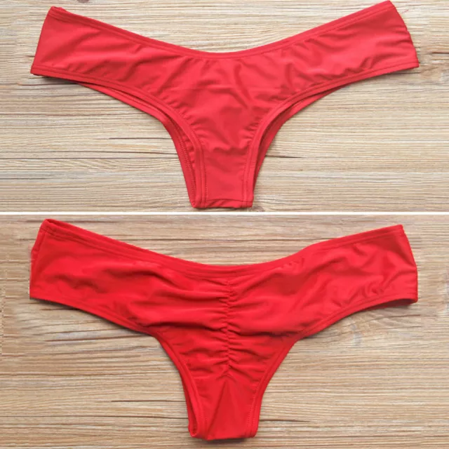 NEW Brazilian Womens V Thong Cheeky Ruched Bikini Bottom Swimwear Beachwear S-XL