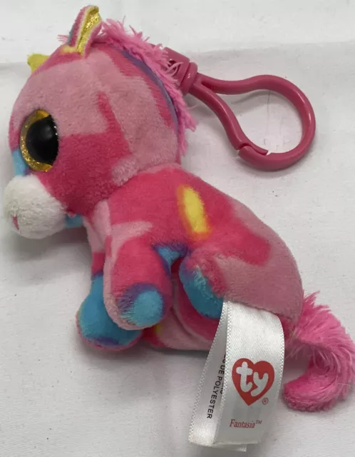 Beanie Boo’s Collection Pink Unicorn Fantasia Mini Keychain Plush Stuffed Animal
