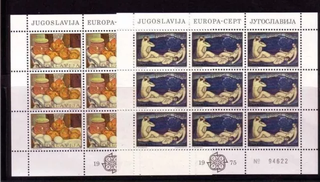 Jugoslawien Mi-Nr. 1598-1599 Ii Postfrisch(Mint) Kleinbogensatz Europa 1975 Gemä