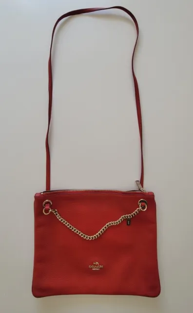 COACH Purse Red Hippie Crossbody Convertible Bag Pebbled Leather Gold HW 52901