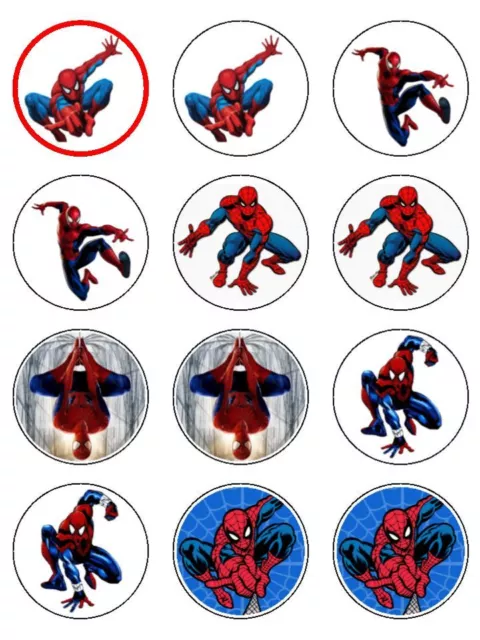 Spiderman edible icing birthday cupcake toppers decoration