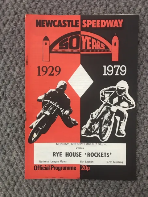 Newcastle V Rye House Speedway Programme 17/09/79