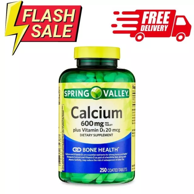 Calcium Supplement 600mg with Vitamin D3 20mcg Bone Health 250 Tablelts