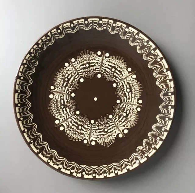 Two Art Deco Abstract Pottery Plates Used Earthy Colours