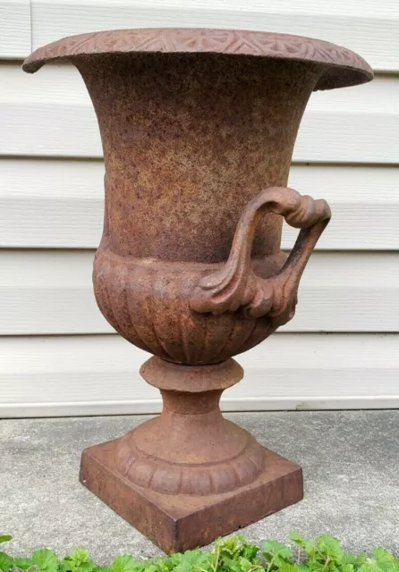 Antique Cast Iron Planter Urn Claw Handles Architectural Garden