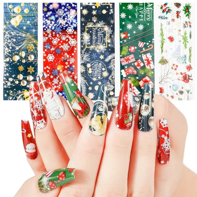 MIXED CHRISTMAS Nail Art Foils Nail Transfer Foil Wraps Decal Glitter Sticker