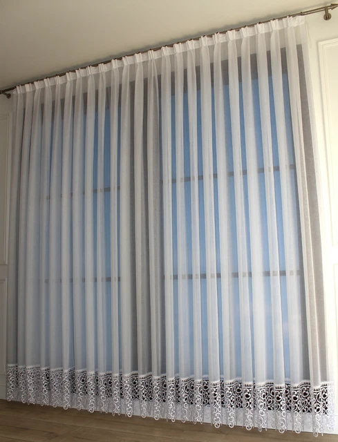Stores Gardine Stoff Vorhang Stickerei Blätter Weiß Transp