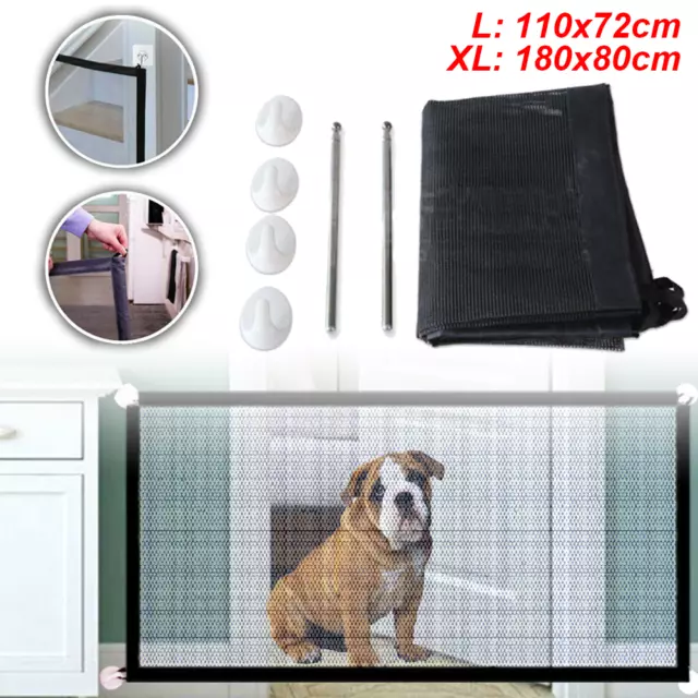 Pet Dog Gate Retractable Safety Baby Stair Folding Guard Toddler Isolation