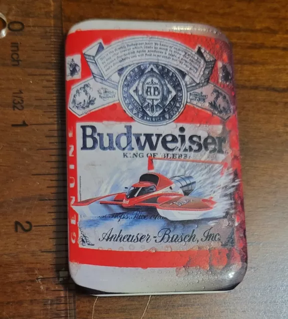 1990 Budweiser Beer Can Shaped Pinback Button Hydroplane Thunderboat