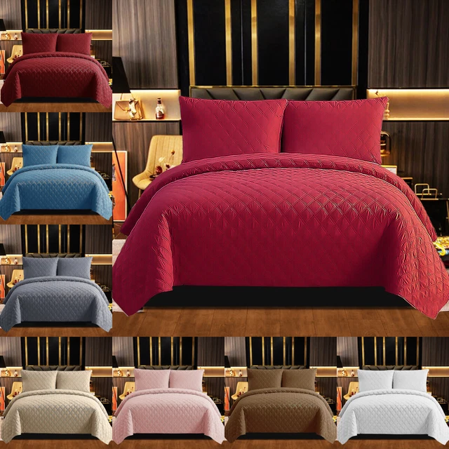 Juego de ropa de cama acolchada de 3 piezas talla King individual doble