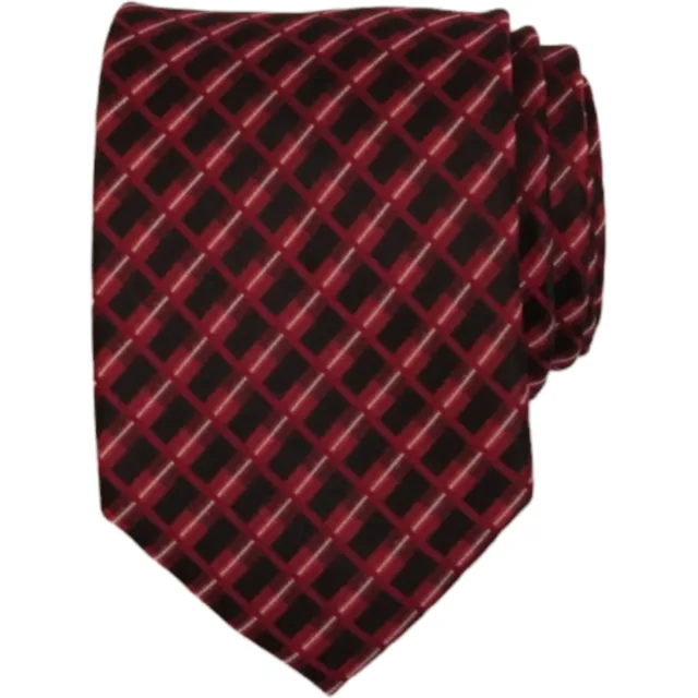 ALARA Mens Classic Tie 3.15 Black Red Check 100% Silk Dress Designer Necktie $80