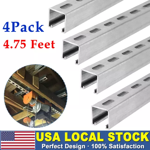4 Pack 4.75 Feet Heavy Duty Galvanized Metal Strut Channel 1-5/8" 12 Gauge New