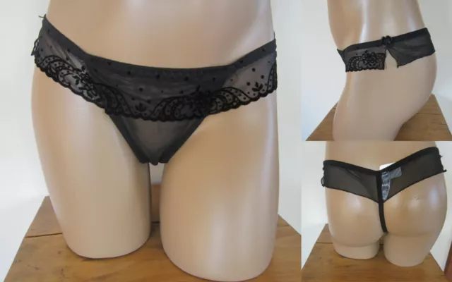 Intimo Perizoma IN Tulle Con Ricami Nero Axami T36 Nuovo Biancheria Intima