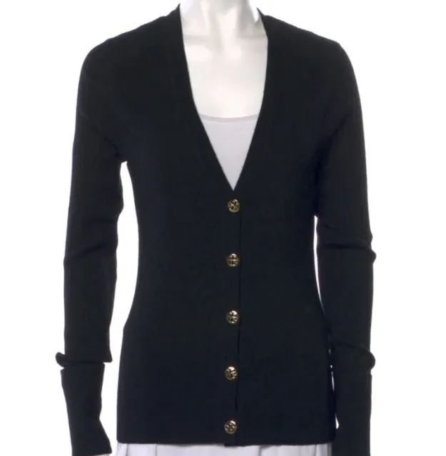 NEW TORY BURCH Women’s Shrunken Simone Cardigan Sweater Black Size Large NWT