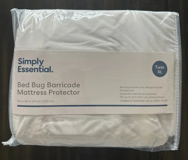 Bed Bug Barricade Twin XL Mattress Protector 39" x 80" White Simply Essential