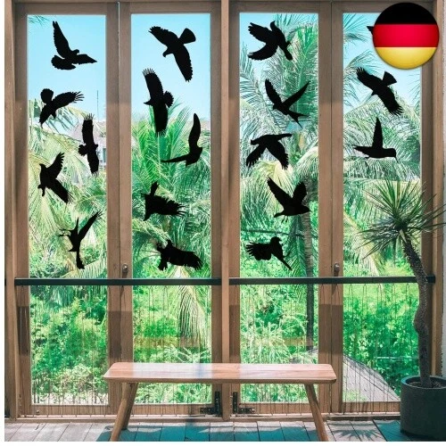 9 Blätter 18 Stücke Vogelschutz Fenster, 8-25CM Vogelaufkleber für Fe