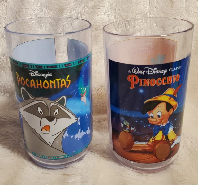 VINTAGE 1994 BURGER King Plastic Disney Cups Set Of 2 Pinocchio