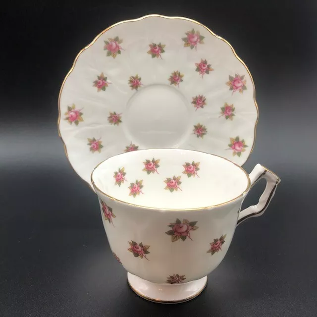 Vintage Aynsley Chintz Small Roses Tea Cup and Saucer Numbered Bone China