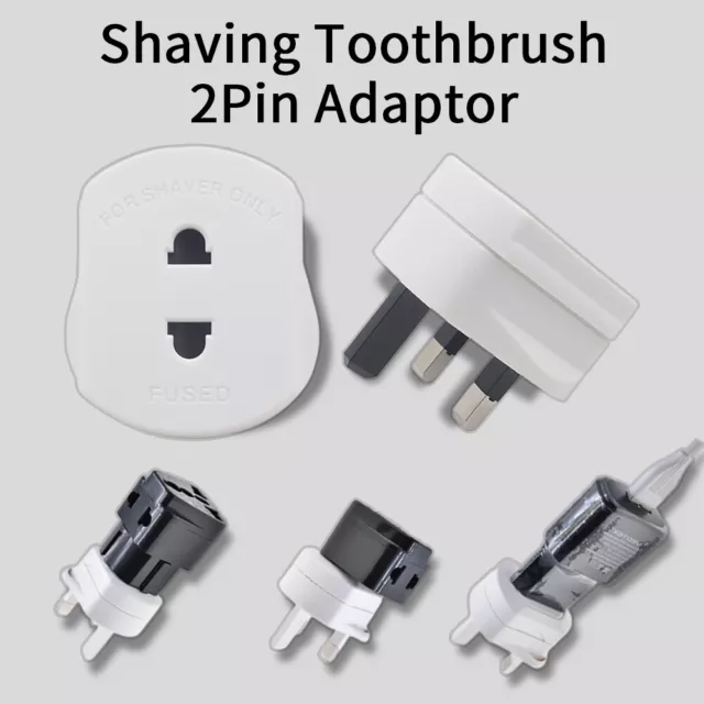 UK 2-Pin To 3-Pin EU European Euro Shaver Adapter Plug Socket Converter Travel