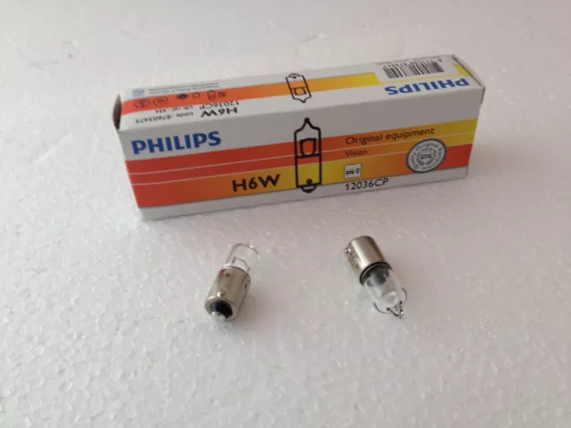 2 Stück PHILIPS Glühlampen H6W 12V 6W BAX9s Halogen 12036CP Glühlampe 6 Watt