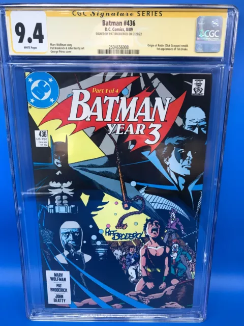 Batman #436 - DC - CGC SS 9.4 NM - Signed by Pat Broderick - 1st Tim Drake