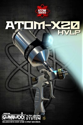 NEW ATOM X20 Professional Spray Gun - HVLP Solvent/Waterborne with FREE GUNBUDD!