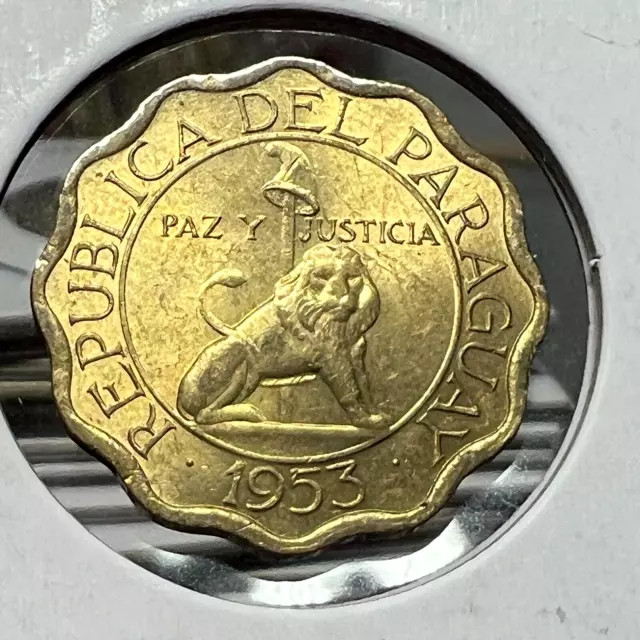 1953 Paraguay 15 Centimos Brilliant Uncirculated Coin
