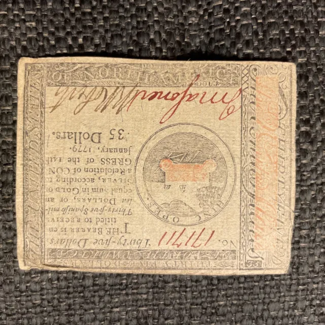 Continental Currency Jan 14th 1779 $35 & British Museum Letter Copy