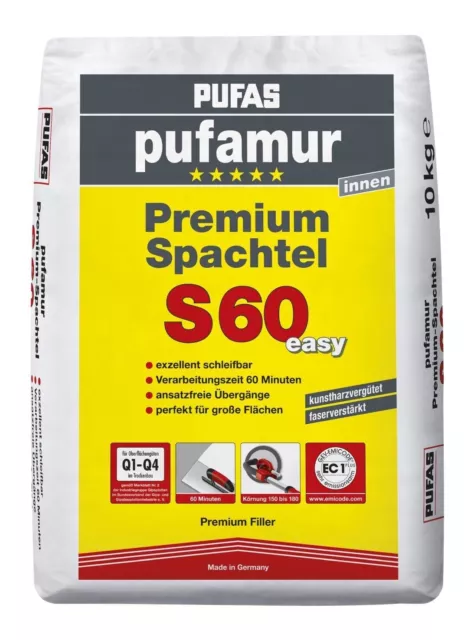 Spachtelmasse Gips Leicht Schleifbar S60 Pufas Pufamur Easy 10 kg