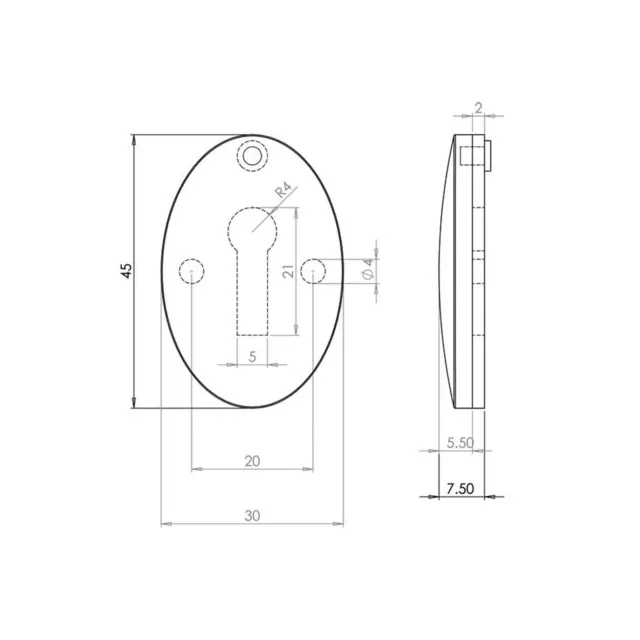 Oval Keyhole Covered Escutcheon 3