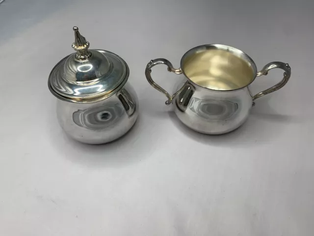Vintage Sheridan Silver on Copper Creamer & Sugar Bowl Set
