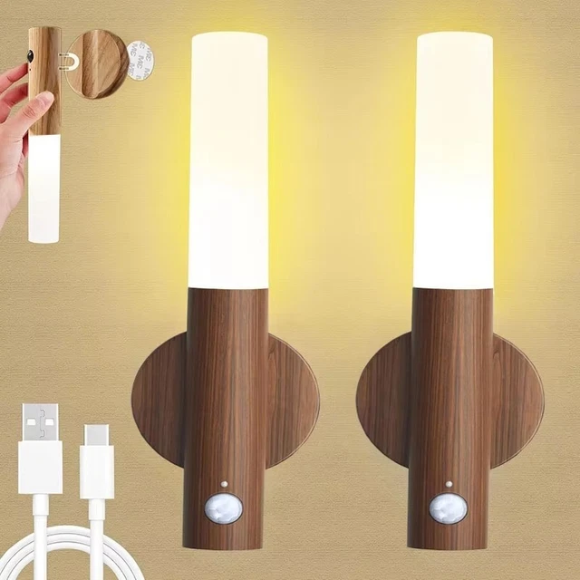 RECHARGEABLE LED INDUCTION Night Light Motion Sensor Closet Wall Lamp ...