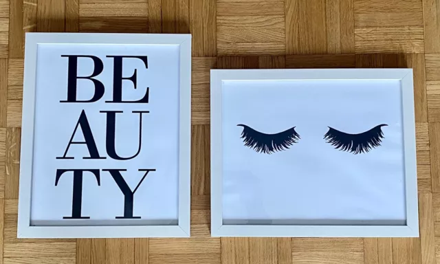 2x WALL-ART BILDER RAHMEN „BEAUTY+ WIMPERN“ 24x30 DEKO POSTER WANDBILD