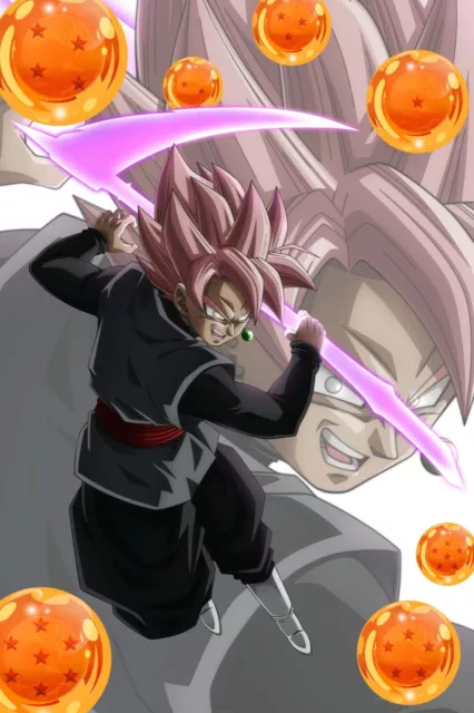 Dragon Ball Super Poster Goku Black SuperSJ Rose 12inx18in Free Shipping