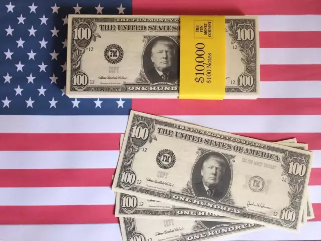 100 x DONALD TRUMP REPLICA DOLLAR BILLS - FUN MONEY Props/Fake/USA/Dollars/Joke