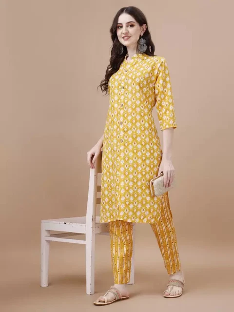Indian Beautiful Kurti Pant Set Bollywood Designer Women's Kurta Pajama Dress